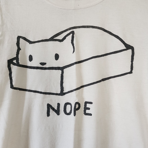 🎀Threadless Cat in Box 'Nope' T-Shirt - White - Junior's Small🎀 - Picture 3 of 4